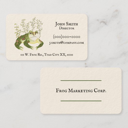 動物素朴芸術水陸両用水色カエル 名刺 (正面/裏面)