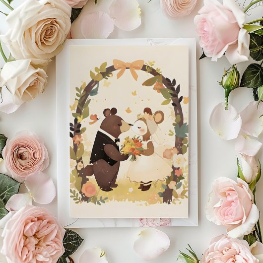 動物結婚のかわいい自然 招待状