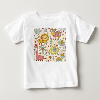 動物絵を描 ベビーTシャツ