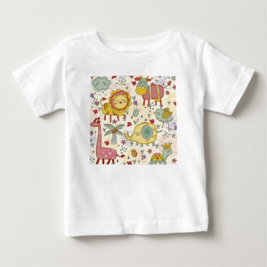 動物絵を描 ベビーTシャツ (正面)