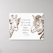 動物聞に引用文キリンとゼブラ キャンバスプリント (正面)
