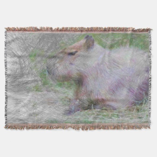 動物芸術的のカピバラ スローブランケット (正面)