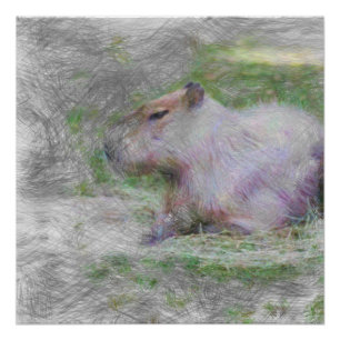動物芸術的のカピバラ ポスター