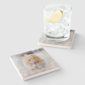 動物芸術的のハムスター ストーンコースター (横)