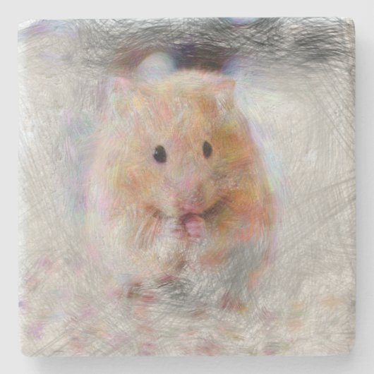 動物芸術的のハムスター ストーンコースター (正面)