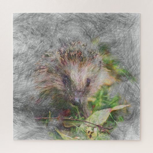 動物芸術的のハリネズミ ジグソーパズル (縦)
