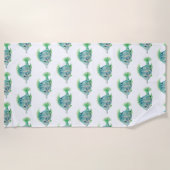 動物芸術的の水彩青い熱帯魚 ビーチタオル (正面)