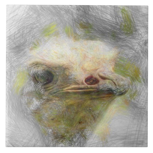動物芸術的ダチョウ タイル (正面)