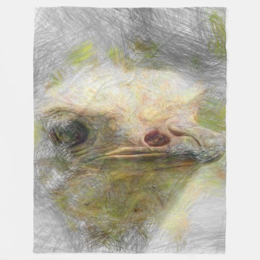動物芸術的ダチョウ フリースブランケット (正面)