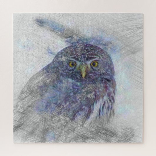 動物芸術的フクロウ ジグソーパズル (縦)