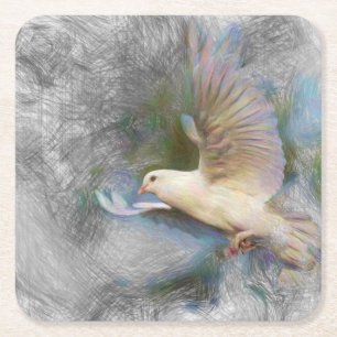 動物芸術的鳩 スクエアペーパーコースター