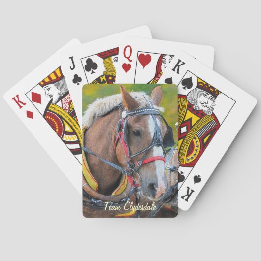 動物荷車を引く好きのClydesdale Horse写真 トランプ (裏面)
