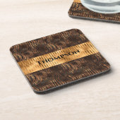 動物虎の名前プリント金ゴールドメタリック コースター (左側)