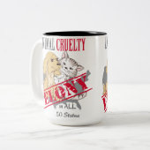 動物虐待は重罪 ツートーンマグカップ (正面左)
