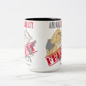 動物虐待は重罪 ツートーンマグカップ (中央)