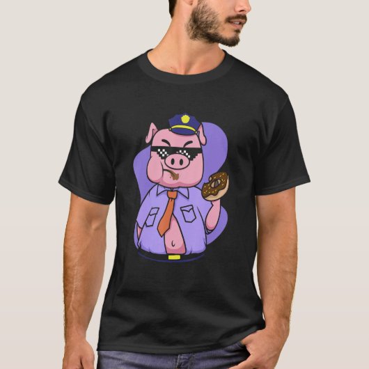 動物警官ピグアメリカ警察警官 Tシャツ (正面)