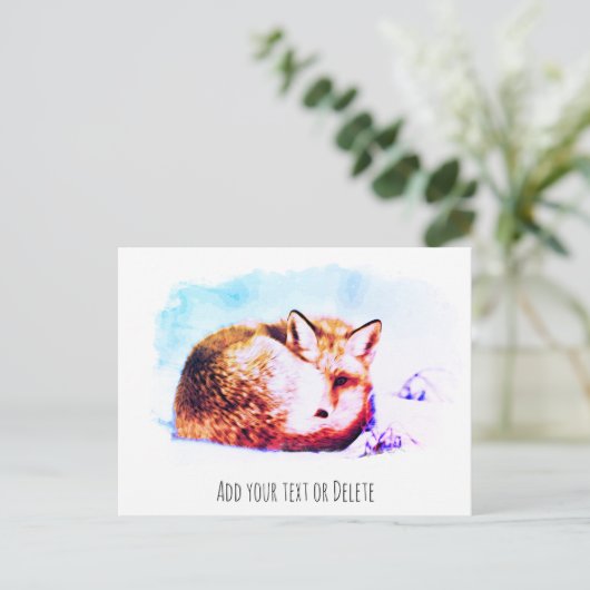 *~動物赤キツネAp18抽象芸術野生動物はっきりした ポストカード (スタンド正面)