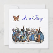 動物農楽団バタフライボーイ赤ちゃんシャワー 招待状 (正面)