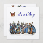 動物農楽団バタフライボーイ赤ちゃんシャワー 招待状 (正面/裏面)