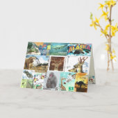 動物郵便切手国際的コラージカード カード (黄色い花)