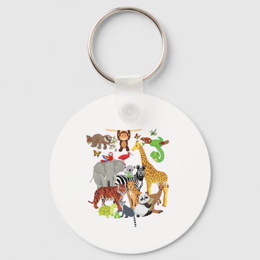 動物野生動物の誕生日パーティー動物園の日26 Ani キーホルダー (正面)
