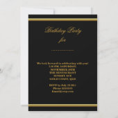 動物金ゴールドコルセットブラックレース誕生日パーティー 招待状 (裏面)