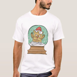 動物雪の地球のクリスマスのクリスマスのおもしろいな猫 Tシャツ