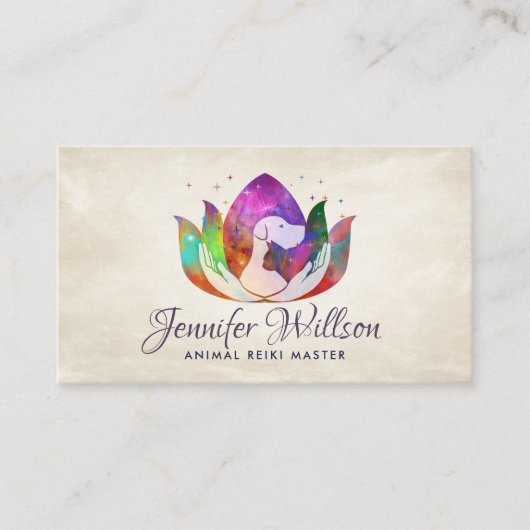 動物霊気ヒーリングウォーターカラーアート 名刺 (正面)
