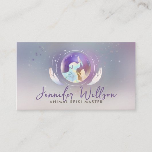 動物霊気ヒーリングウォーターカラーアート 名刺 (正面)