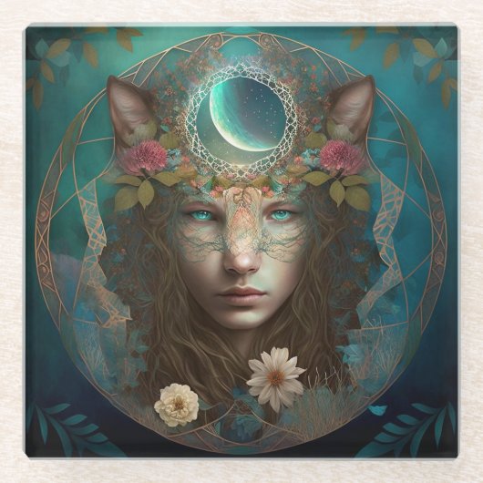 動物霊神秘ファンタジー ガラスコースター (正面)