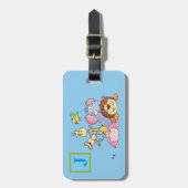 動物青い荷物タグ付きイニシャル ラゲッジタグ (正面縦)