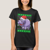 動物飼育員エジプト動物ヒッポ醜いクリスマス Tシャツ (正面)