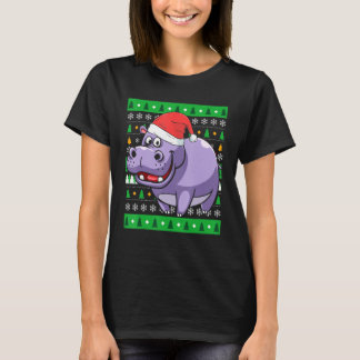 動物飼育員エジプト動物ヒッポ醜いクリスマス Tシャツ