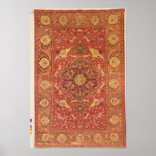 動物飾の戦いの場面を持つ敷物 ポスター (正面)