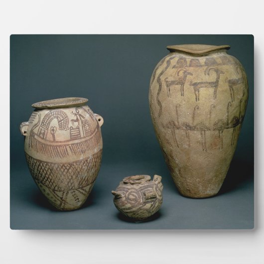 動物飾の様々なフリーズの花瓶 フォトプラーク (正面)