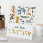 動物養殖2匹の野生の誕生日サファリ動物 台座サイン (インサイチュ)