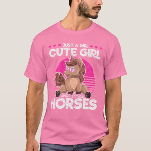 動物馬好きガールズウィメンズアニマルエクエストリアンH Tシャツ (正面)