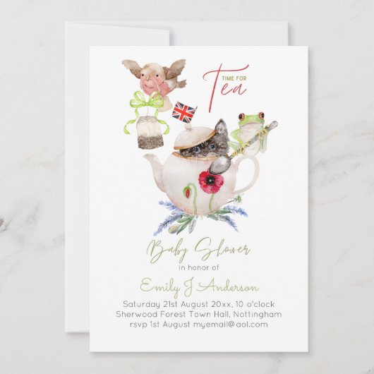 動物魔法茶パーティー赤ちゃんシャワー含む。封筒 (正面)