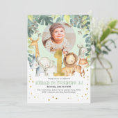 動物1回目の誕生日写真招待状サファリジャングル 招待状 (スタンド正面)