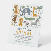 動物2頭の野生のサファリ誕生日を採用する 台座サイン (正面)