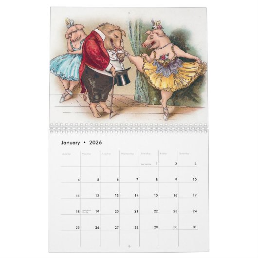 動物9月の日常生活2018年- 18か月 カレンダー (1月 2026)