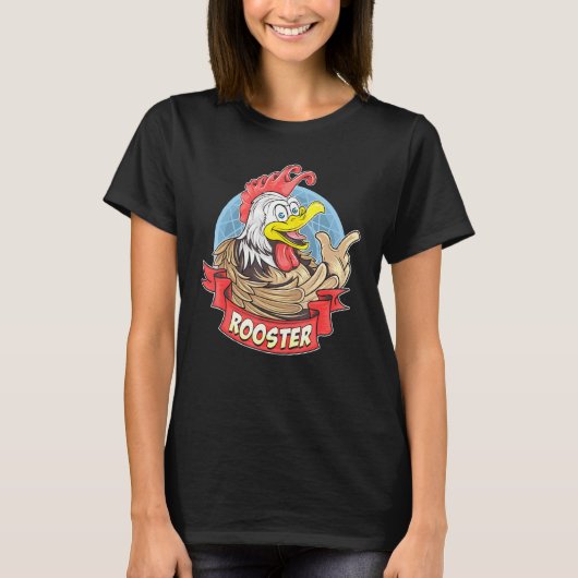 動物 – かわいい笑顔の鶏やFac付き鶏 Tシャツ (正面)