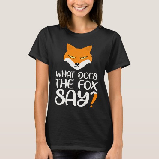 動物 きつねは何を言うのか キツネのミーム Tシャツ (正面)
