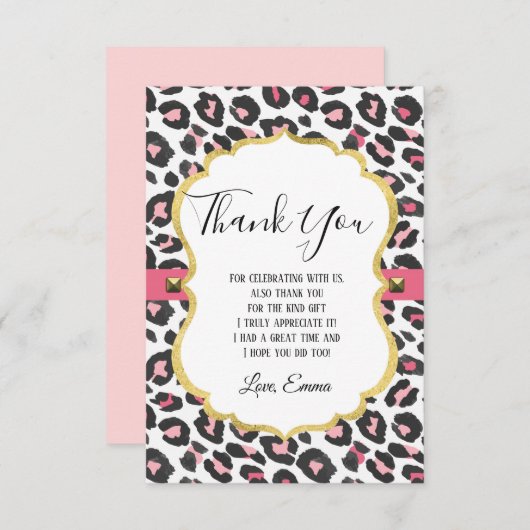 動物，アニマルプリント，ヒョウ，チーター感謝していユー サンキューカード (正面/裏面)