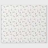 動物 ウサギ 白 ボタニカル クローバー柄 ラッピングペーパー (フラット)