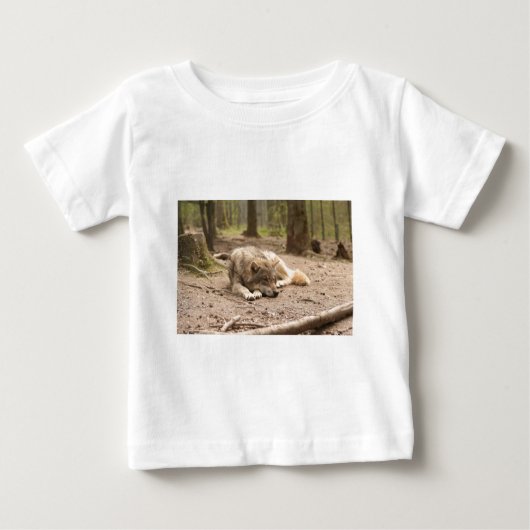動物 オオカミ 平和 愛 野性 国 自然 ベビーTシャツ (正面)