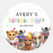 動物 キッズ 誕生日 ラウンドシール (正面)