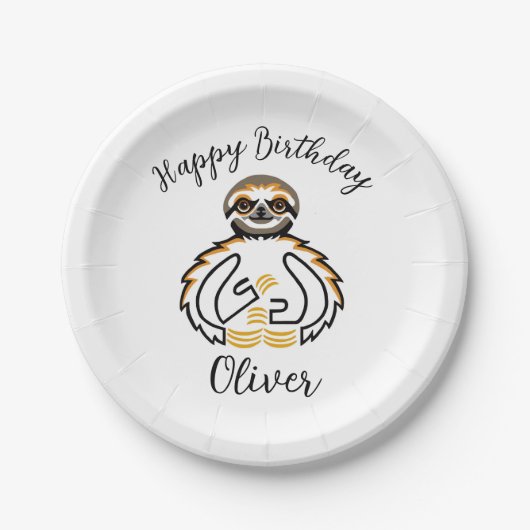 動物 – グラフィックSLOTH – 野生動物 – パーティー ペーパープレート (正面)