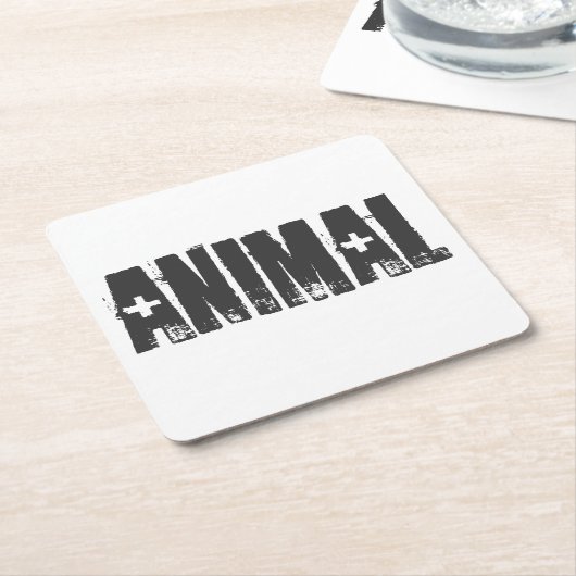 動物 – ジムボディビルフィットネス スクエアペーパーコースター (アングル)