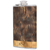 動物 トラ モノグラム プリント ゴールド エレガント メタリック フラスク (左)